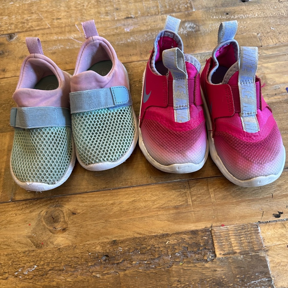 Nike Kids' Pink and Blue Slip-On Shoes